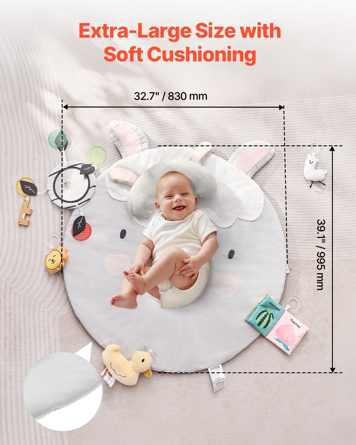 Baby Play Activity Mat With 5 Sensory Toys